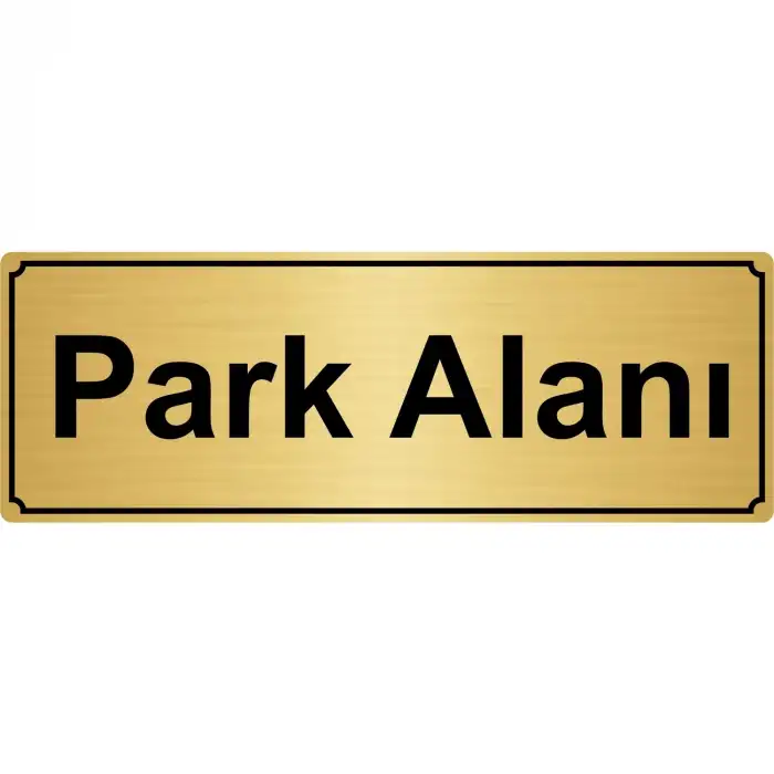 Park Alanı Yönlendirme Levhası 7 x 20 cm Altın Renk Metal