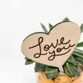 Kalp Dekorlu Love You yazılı Ahşap Saksı Yazısı Süs 10 adet