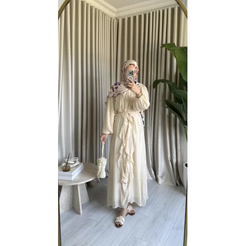 TÜL MODAL ELBİSE BEJ