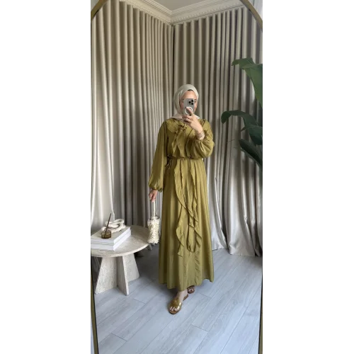 TÜL MODAL ELBİSE OLİVE