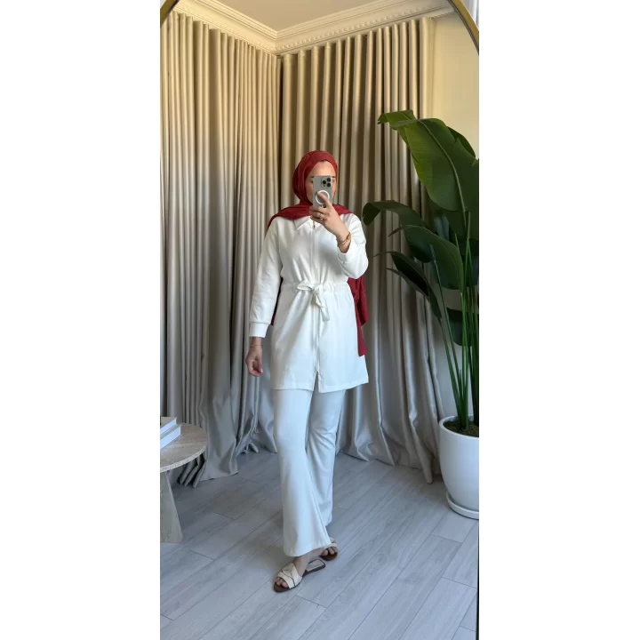 BELDEN BAĞLAMALI OYSH TAKIM BEYAZ