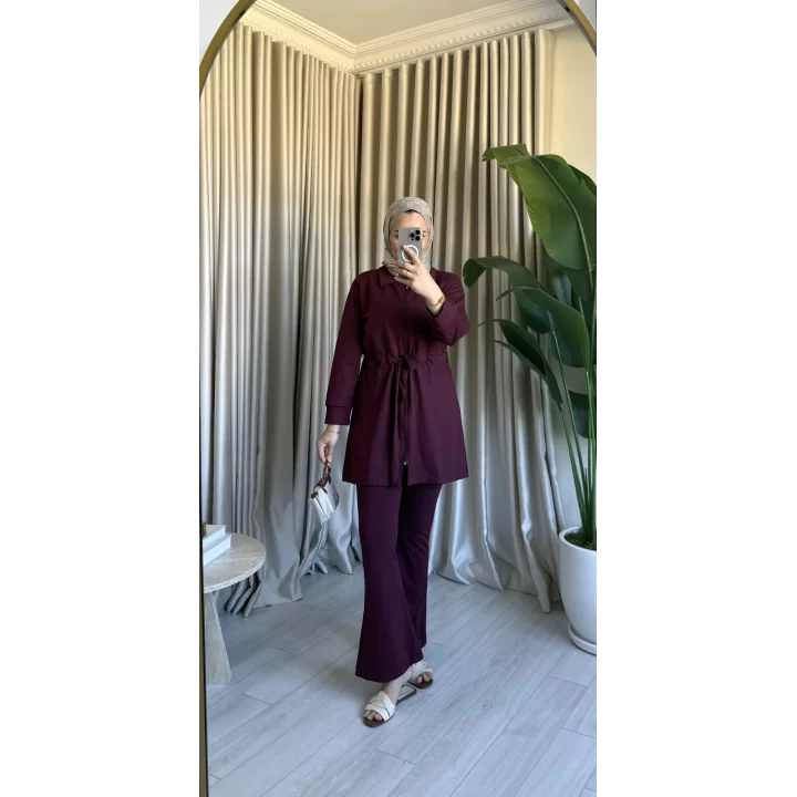 BELDEN BAĞLAMALI OYSH TAKIM BORDO