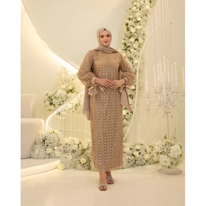 EVA SİMLİ ELBİSE- PUDRA