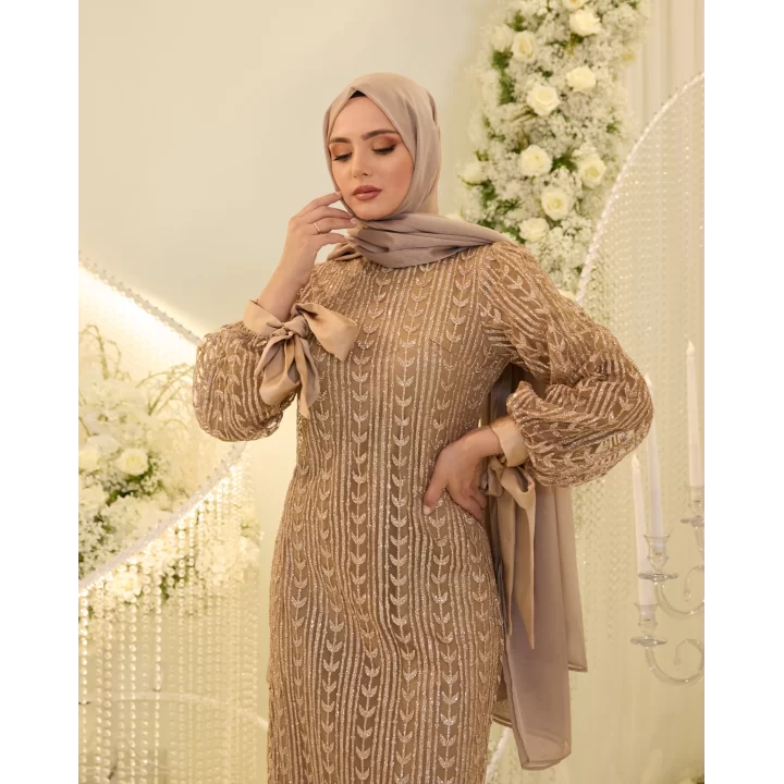 EVA SİMLİ ELBİSE- PUDRA