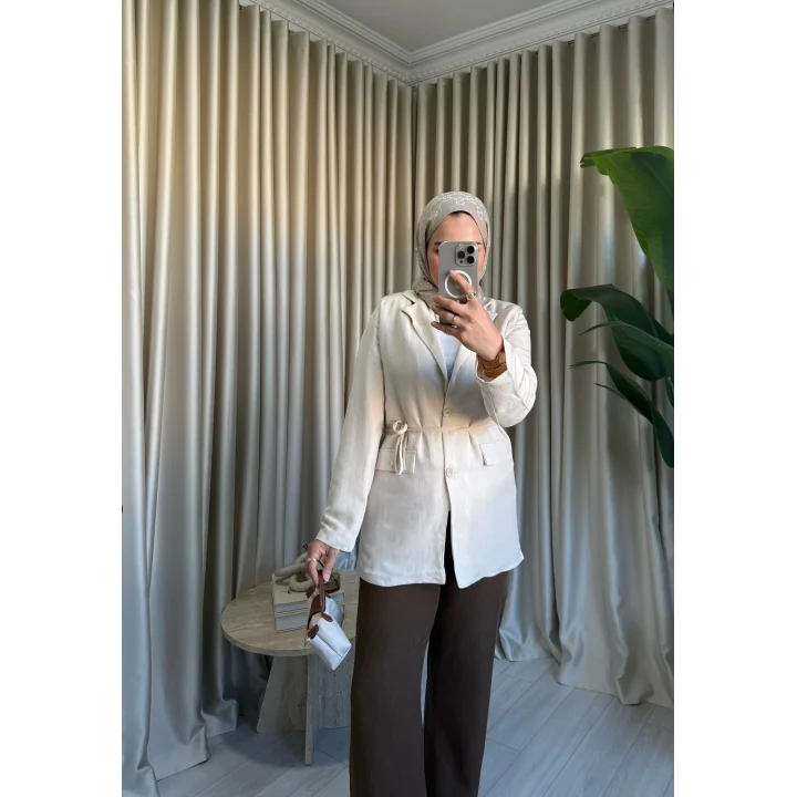 KETEN BLAZER CEKET TAŞ