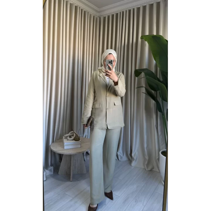 KETEN BLAZER CEKET YEŞİL