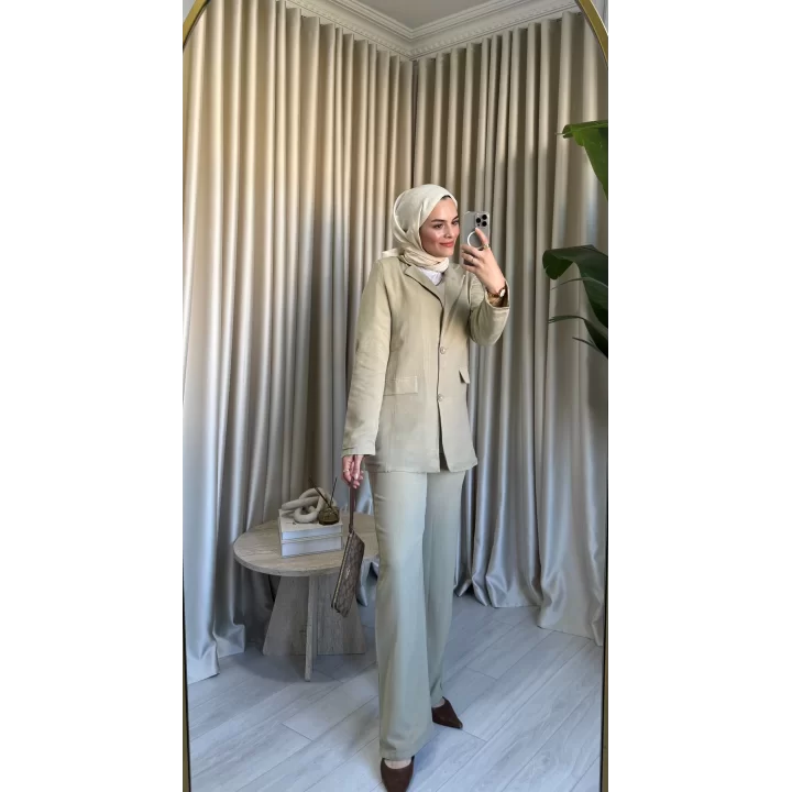 KETEN BLAZER CEKET YEŞİL