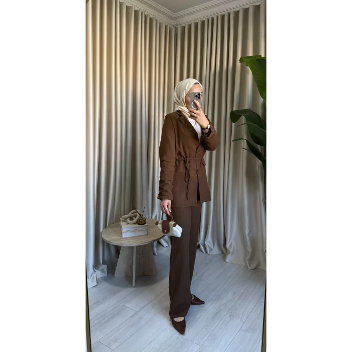 KETEN PALAZZO PANTOLON KAHVE