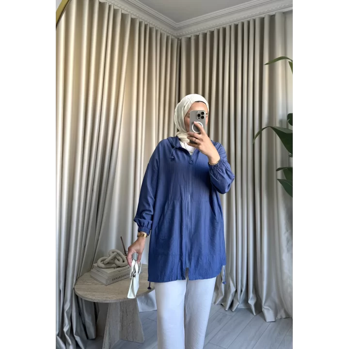 MİNA FERMUARLI KAP İNDİGO
