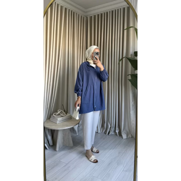 MİNA FERMUARLI KAP İNDİGO