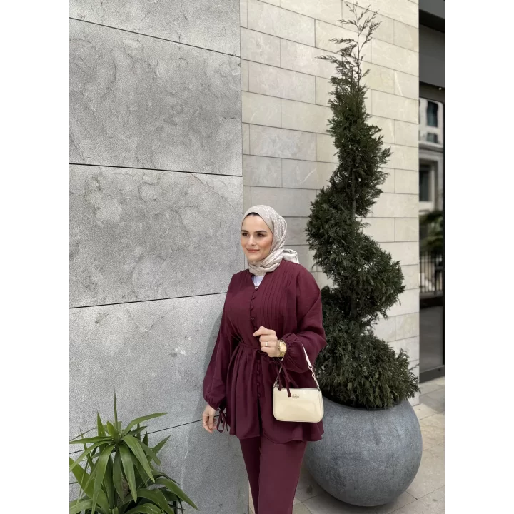 NERVÜR DETAYLI TAKIM BORDO