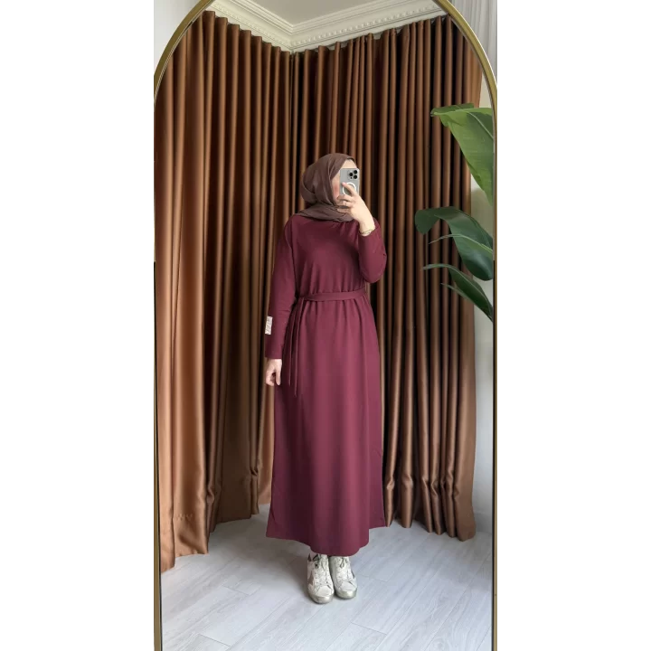 PAMUKLU ELBİSE BORDO