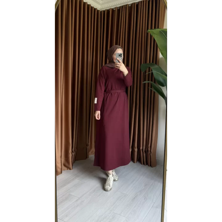 PAMUKLU ELBİSE BORDO
