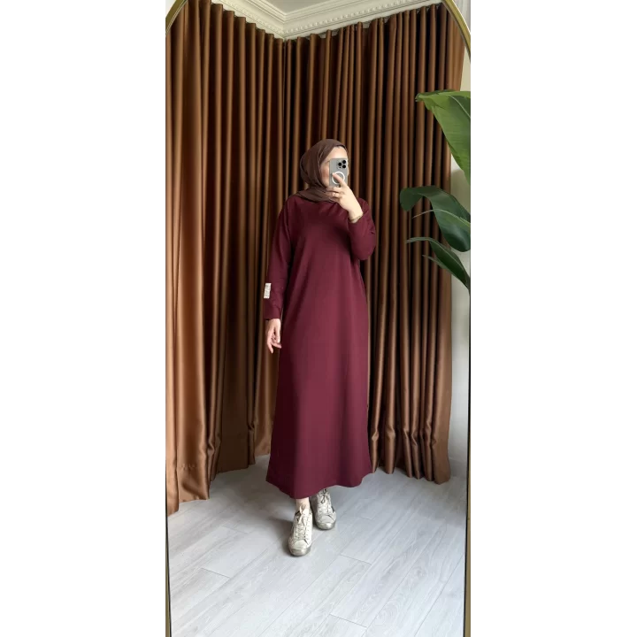 PAMUKLU ELBİSE BORDO