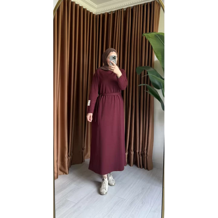 PAMUKLU ELBİSE BORDO