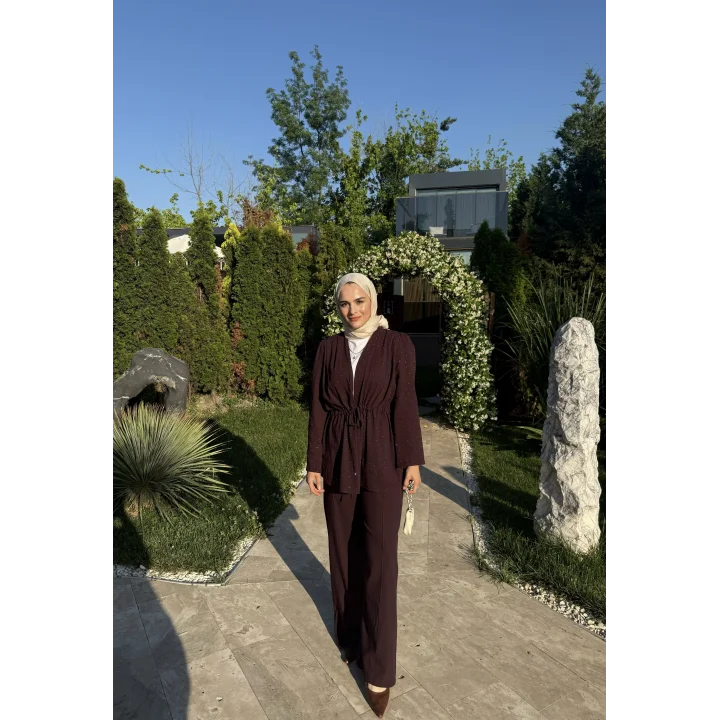 TAŞLI İNCE KETEN TAKIM BURGONYA