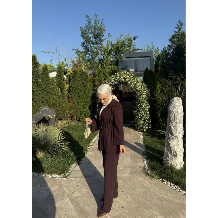 TAŞLI İNCE KETEN TAKIM BURGONYA
