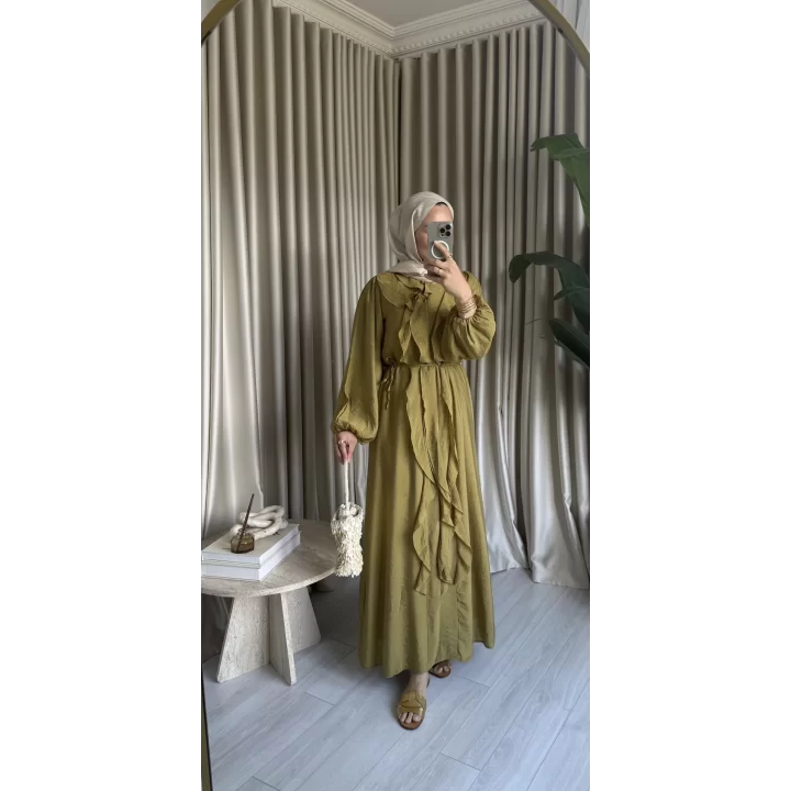 TÜL MODAL ELBİSE OLİVE