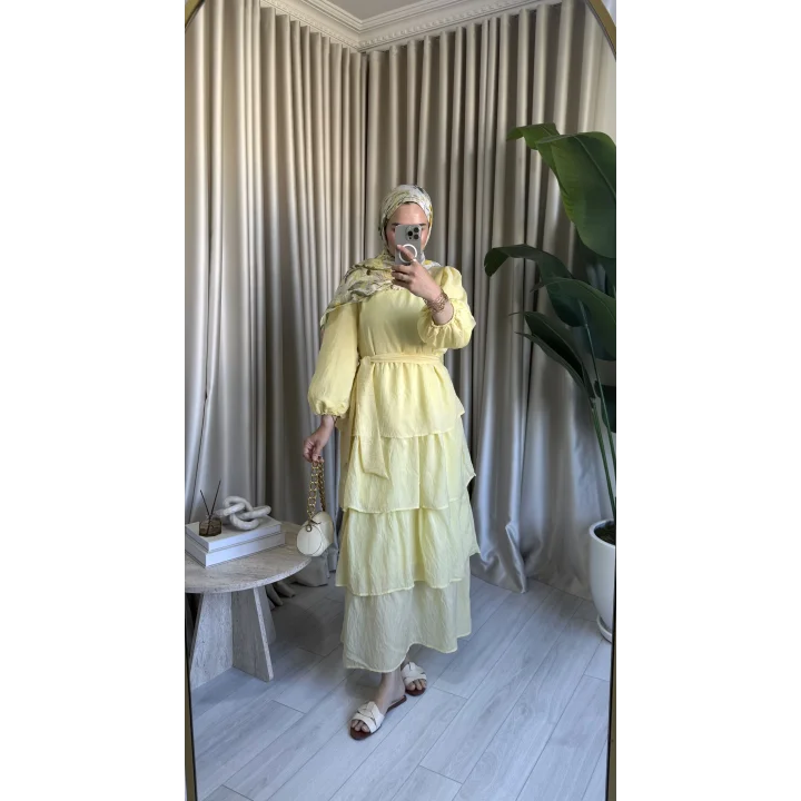 VUAL KAT KAT ELBİSE SARI