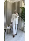 ÇİFT DÜĞME DETAYLI KETEN TAKIM TAŞ