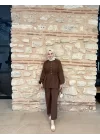 DÜĞME DETAYLI TAKIM KAHVE