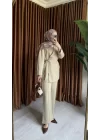 DÜĞMELİ KETEN CEKET TAKIM YEŞİL