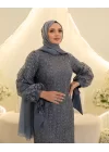 EVA SİMLİ ELBİSE- MAVİ