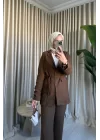 KETEN BLAZER CEKET KAHVE
