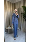 KETEN BLAZER CEKET MAVİ