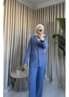 KETEN BLAZER CEKET MAVİ