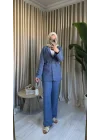 KETEN BLAZER CEKET MAVİ