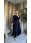 NERVÜRLÜ ELBİSE LACİVERT