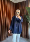 OMUZ PİLELİ GÖMLEK LACİVERT