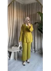 ÖNDEN DÜĞMELİ KUŞAKLI TAKIM YAĞ YEŞİLİ