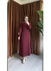 PAMUKLU ELBİSE BORDO