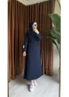 PAMUKLU ELBİSE LACİVERT
