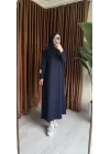 PAMUKLU ELBİSE LACİVERT
