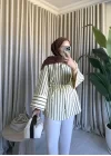 PİNTEREST KEMERLİ ÇİZGİLİ GÖMLEK SARI