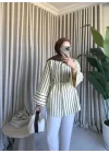 PİNTEREST KEMERLİ ÇİZGİLİ GÖMLEK SARI