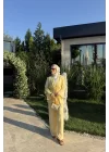 TAŞLI İNCE KETEN TAKIM BUTTER YELLOW