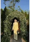 TAŞLI İNCE KETEN TAKIM BUTTER YELLOW
