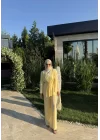 TAŞLI İNCE KETEN TAKIM BUTTER YELLOW