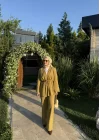 TAŞLI İNCE KETEN TAKIM OLİVE