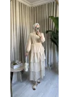 VUAL KAT KAT ELBİSE BEJ