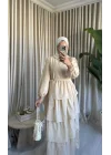 VUAL KAT KAT ELBİSE BEJ