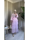 VUAL KAT KAT ELBİSE PEMBE