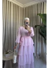 VUAL KAT KAT ELBİSE PEMBE
