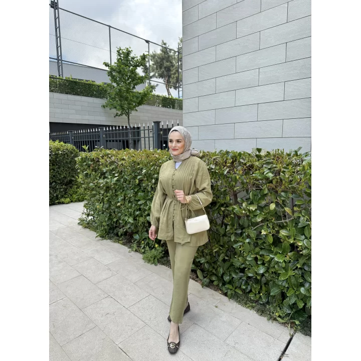 NERVÜR DETAYLI TAKIM YEŞİL