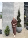 DÜĞME DETAYLI TAKIM KAHVE
