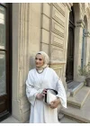 NATURAL KETEN BAĞLAMALI ELBİSE BEJ